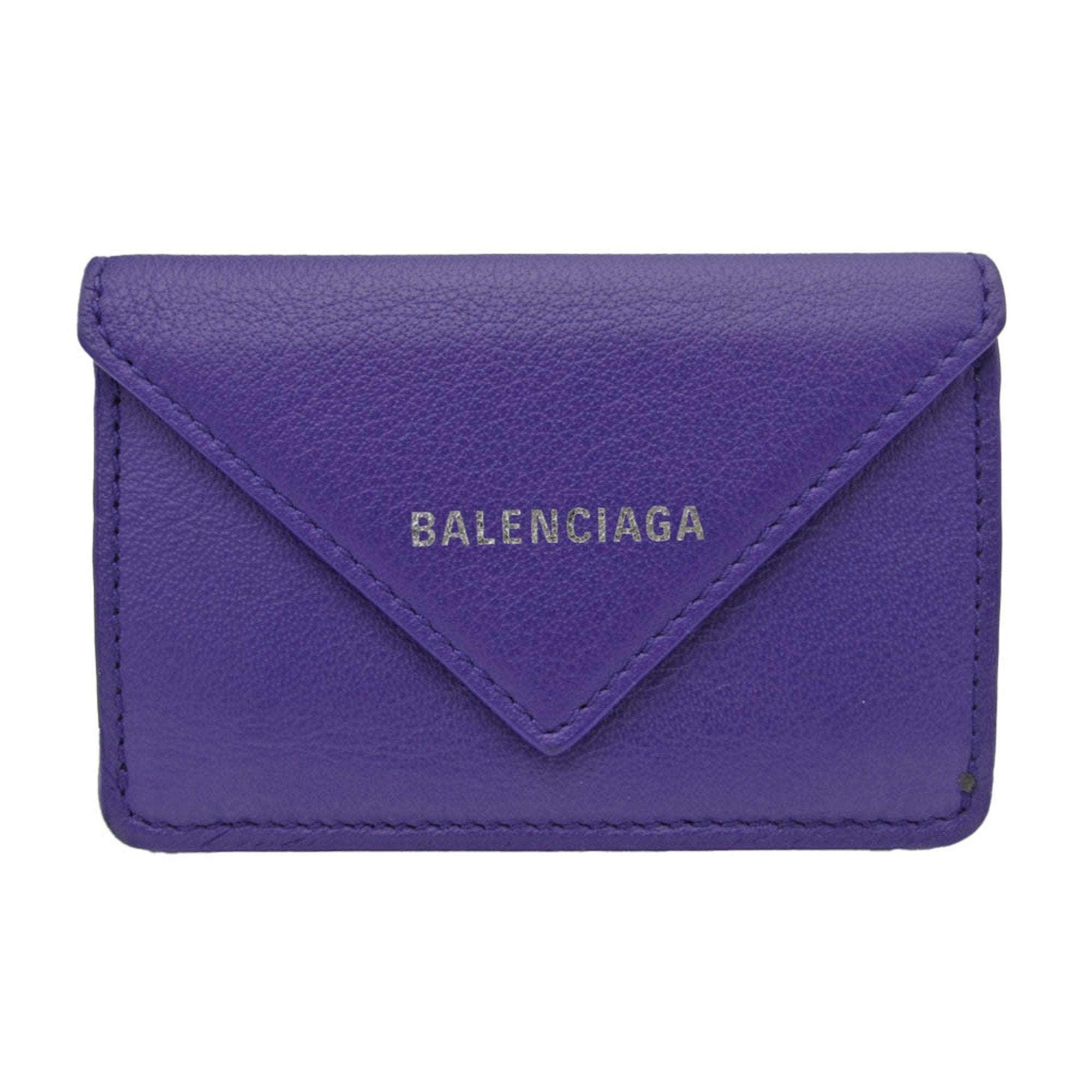 BALENCIAGA Paper Mini Trifold Wallet Purse Leather Gray Silver Italy  09DA072 | Leather purses, Purse wallet, Trifold wallet